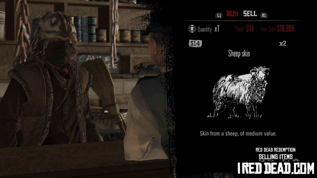 Red Dead Redemption Selling Items Sheep Skin