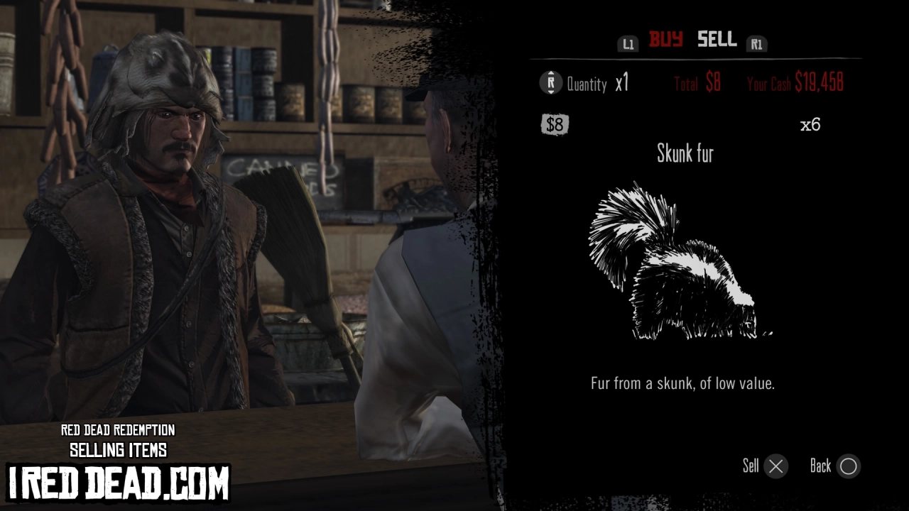 Red Dead Redemption Selling Items Skunk Fur