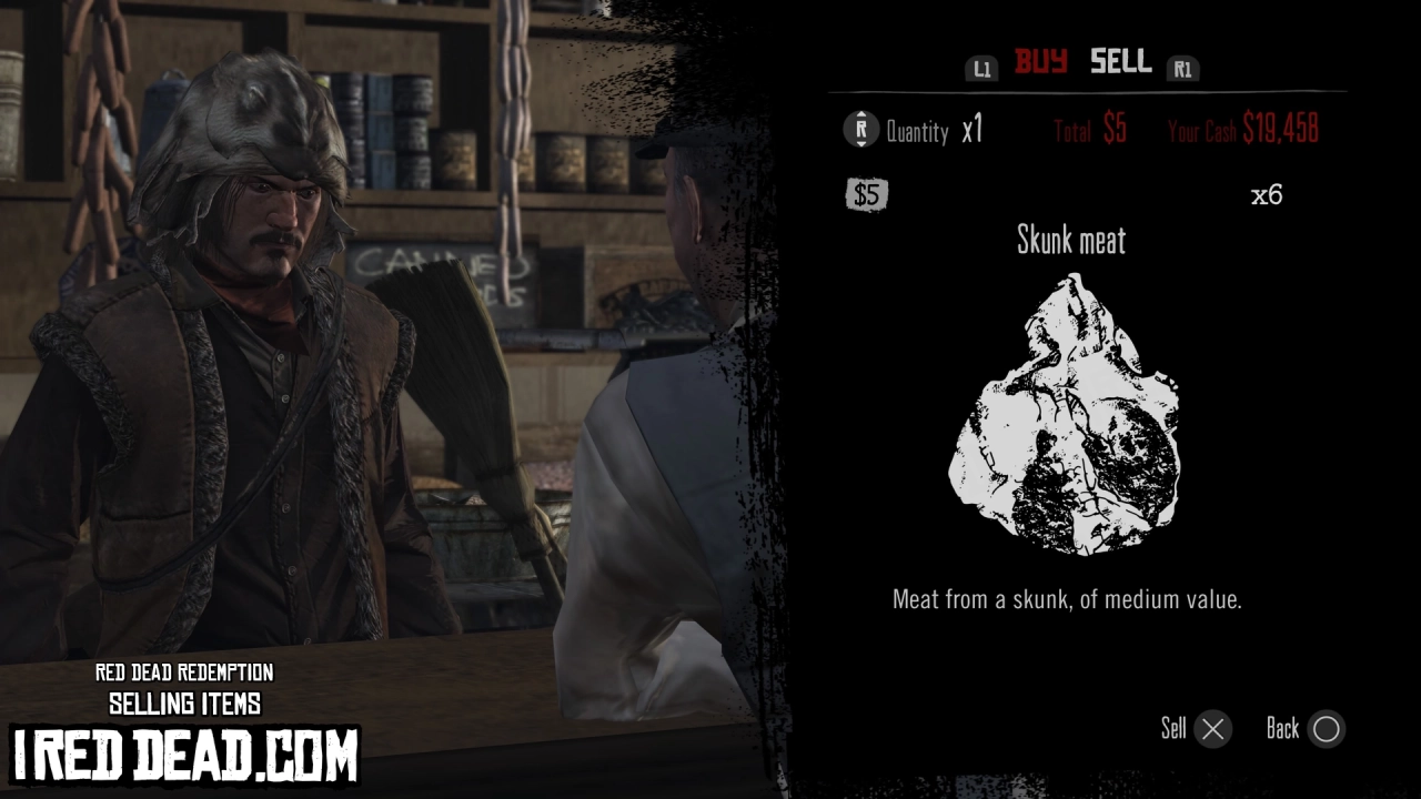 Red Dead Redemption Selling Items Skunk Meat