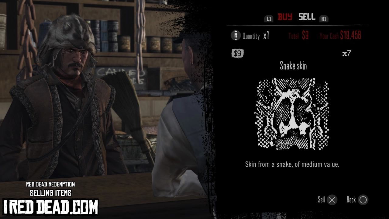 Red Dead Redemption Selling Items Snake Skin