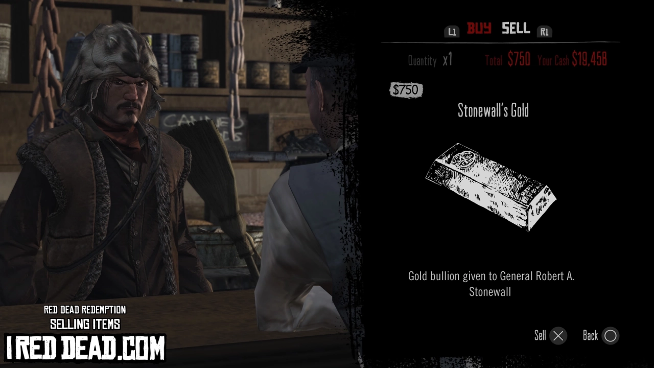 Red Dead Redemption Selling Items Stonewalls Gold