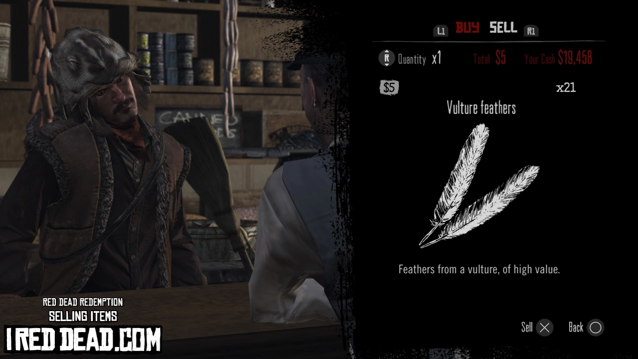 Red Dead Redemption Selling Items Vulture Feathers