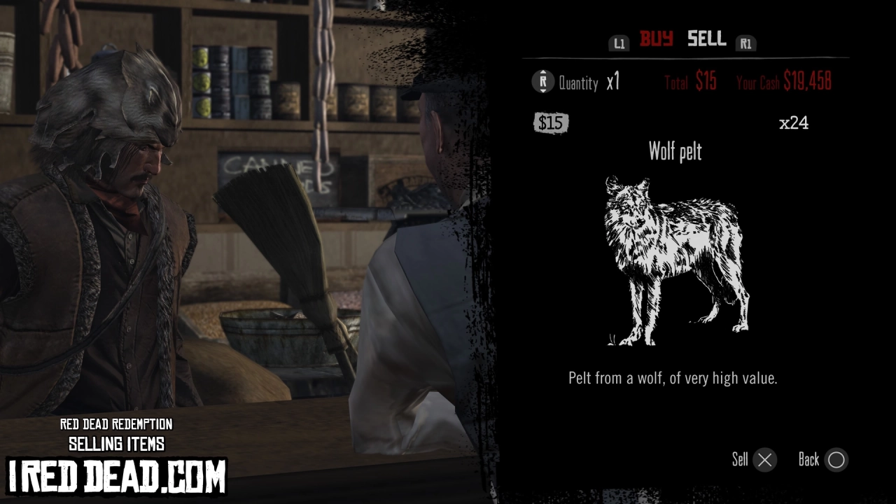 Red Dead Redemption Selling Items Wolf Pelt