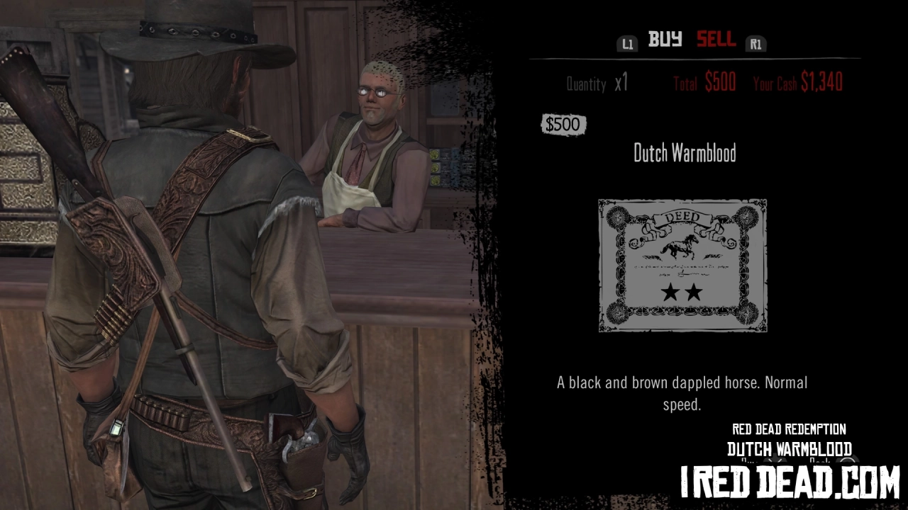 Red Dead Redemption Shop Item Dutch Warmblood