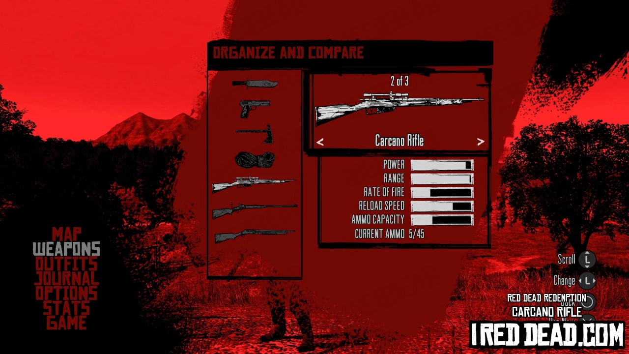 Red Dead Redemption Weapons Carcano Rifle Menu