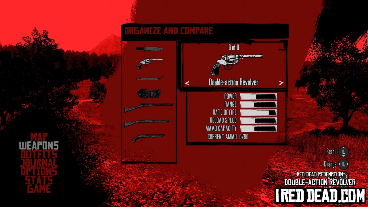 Red Dead Redemption Weapons Double Action Revolver Menu