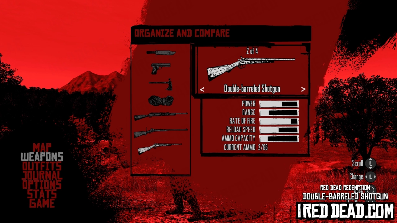 Red Dead Redemption Weapons Double Barreled Shotgun Menu
