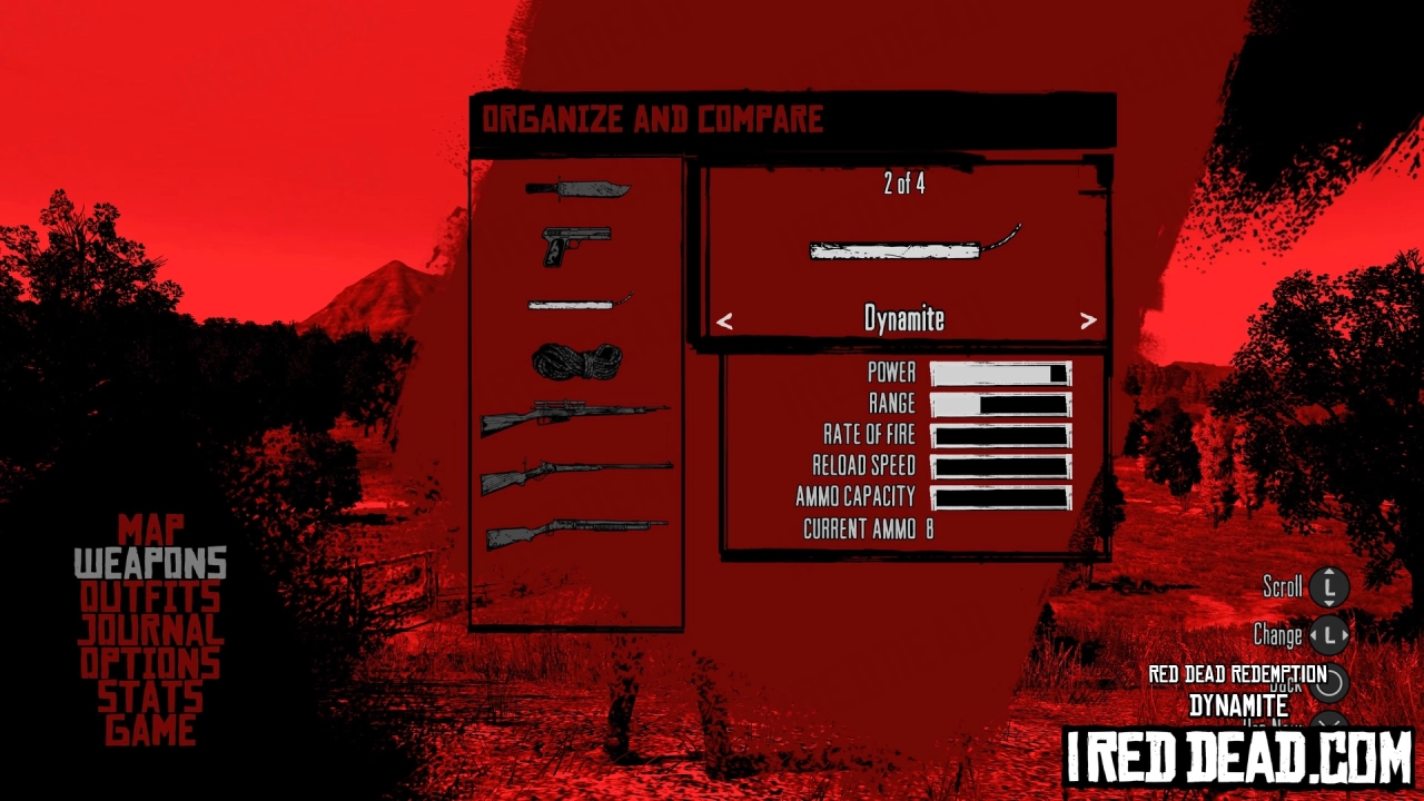 Red Dead Redemption Weapons Dynamite Menu