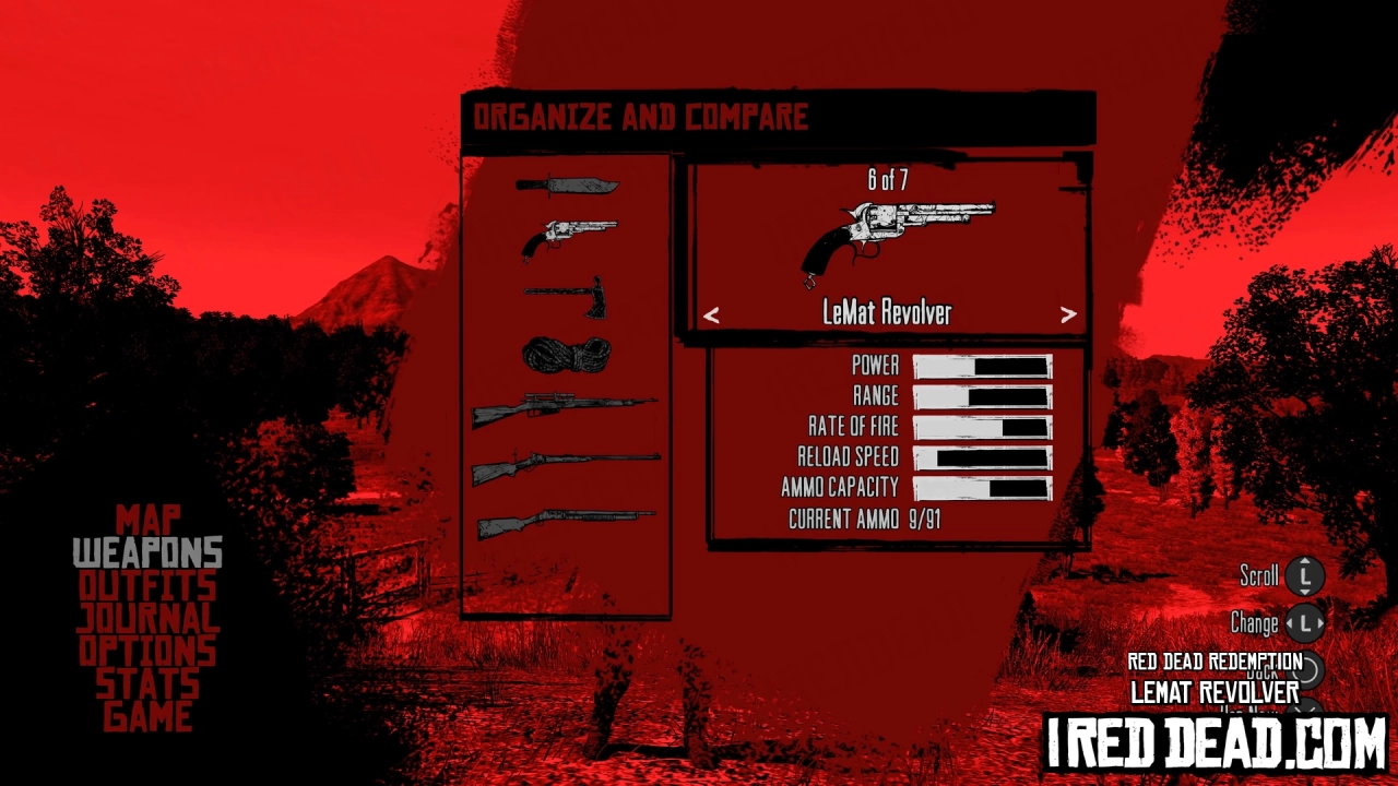 Red Dead Redemption Weapons Lemat Revolver Menu