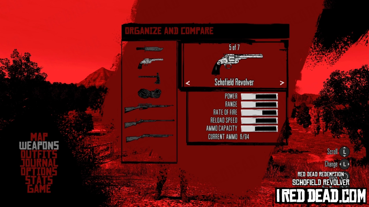 Red Dead Redemption Weapons Schofield Revolver Menu