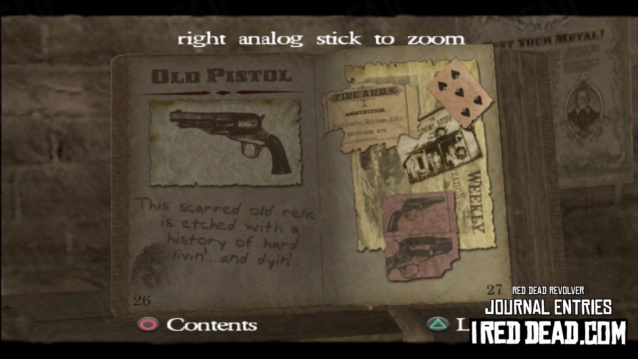 Red Dead Revolver Journal Entry 14 - Old Pistol