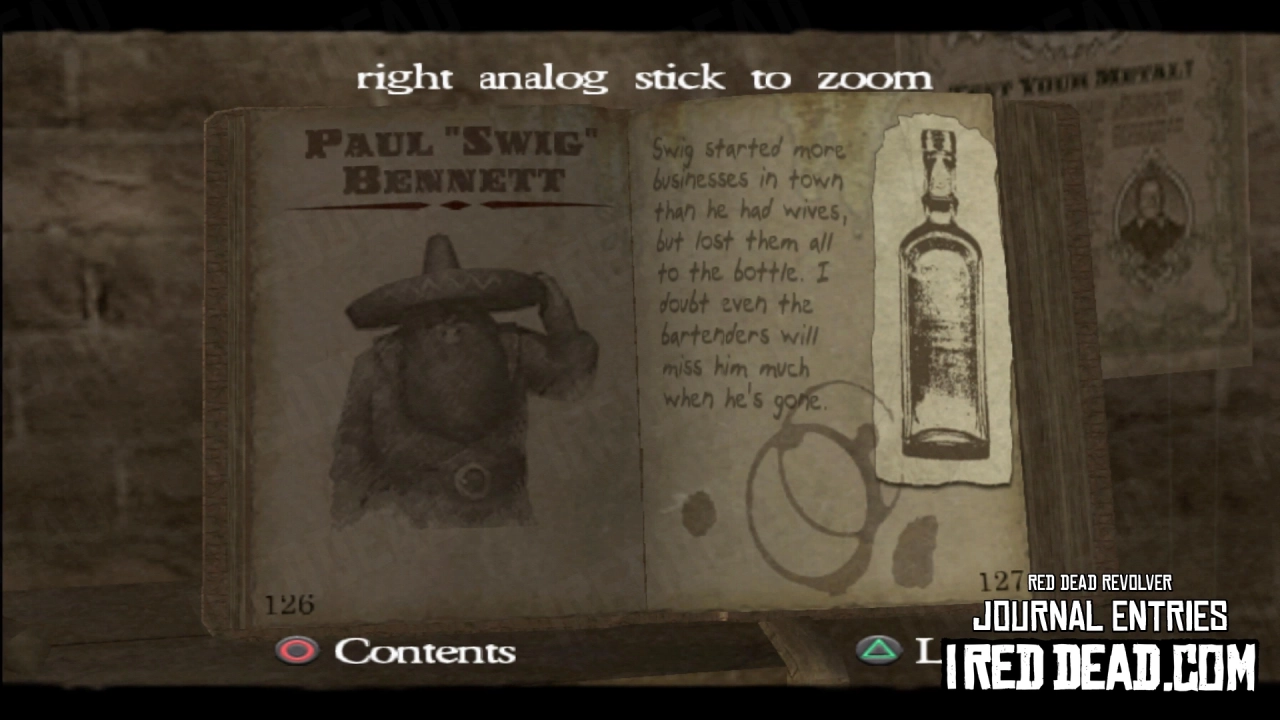 Red Dead Revolver Journal Entry 64 - Paul "Swig" Bennett