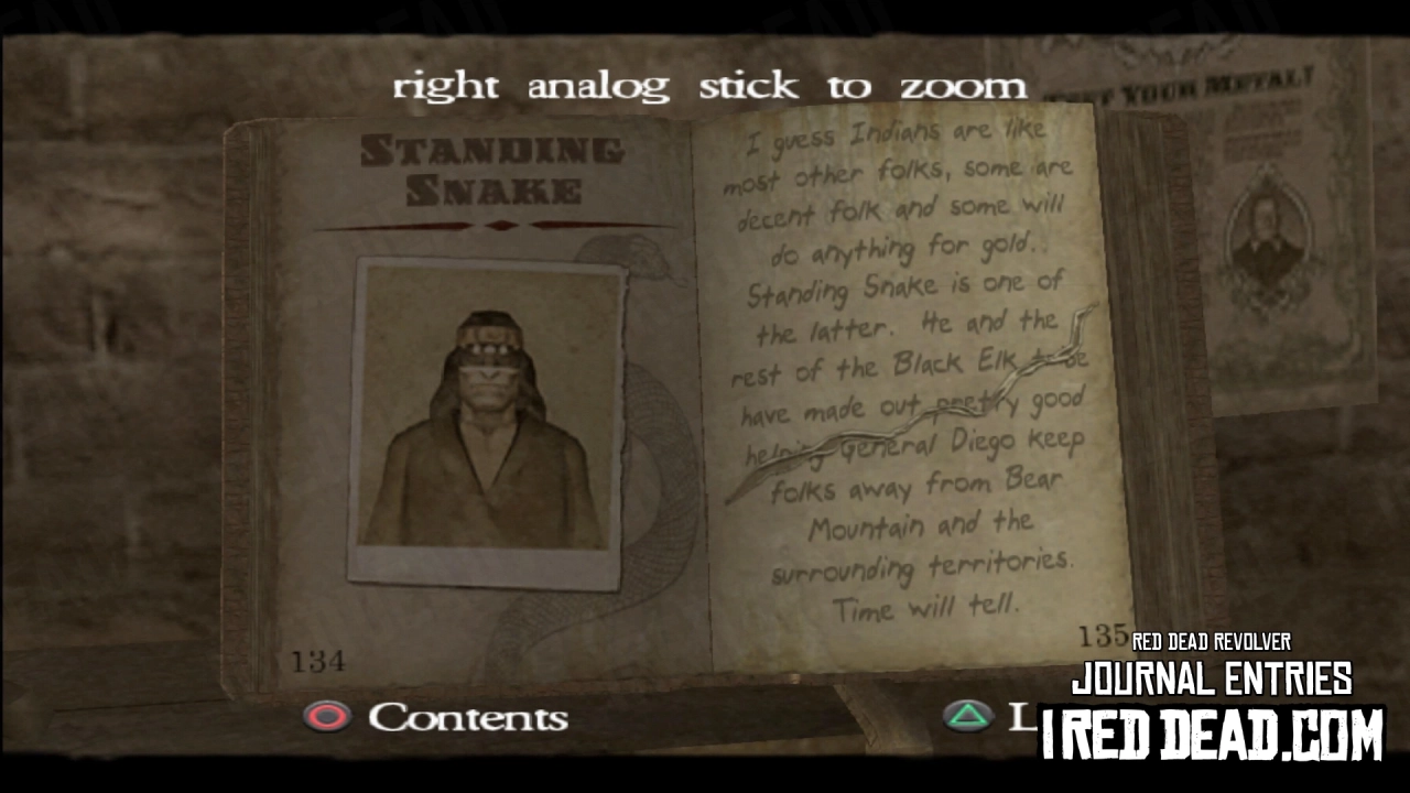 Red Dead Revolver Journal Entry 68 - Standing Snake