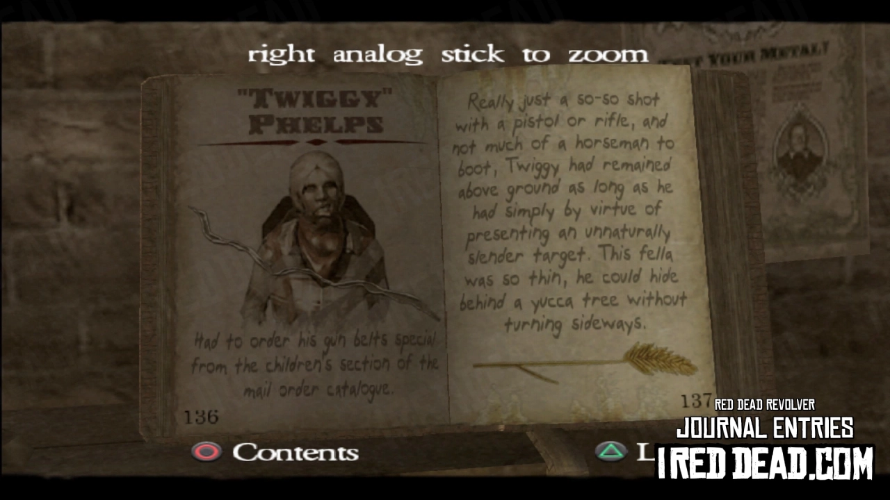Red Dead Revolver Journal Entry 69 - "Twiggy" Phelps