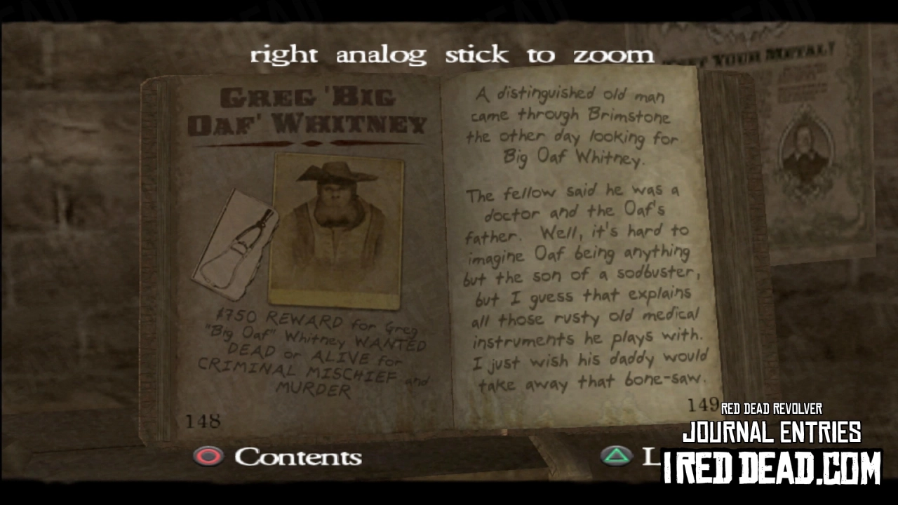 Red Dead Revolver Journal Entry 75 - Greg 'Big Oaf' Whitney