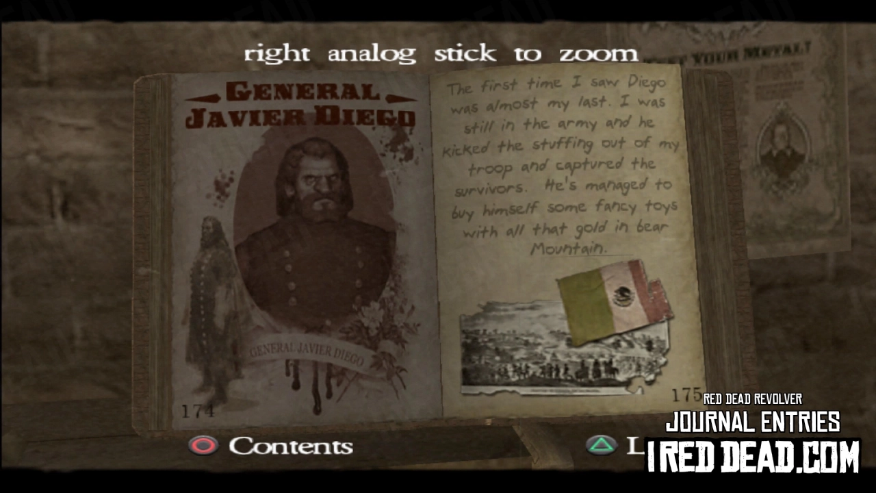Red Dead Revolver Journal Entry 88 - General Javier Diego