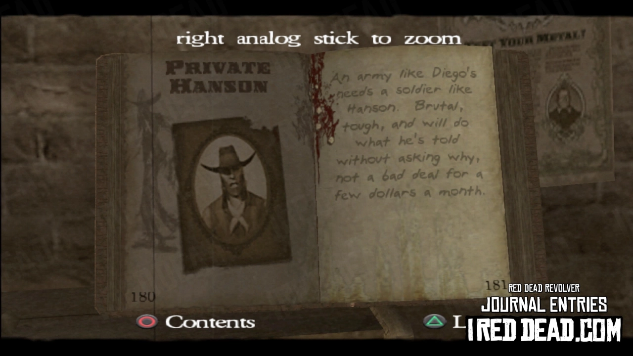 Red Dead Revolver Journal Entry 91 - Private Hanson