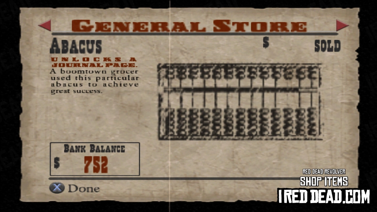 Red Dead Revolver Shop Item Abacus