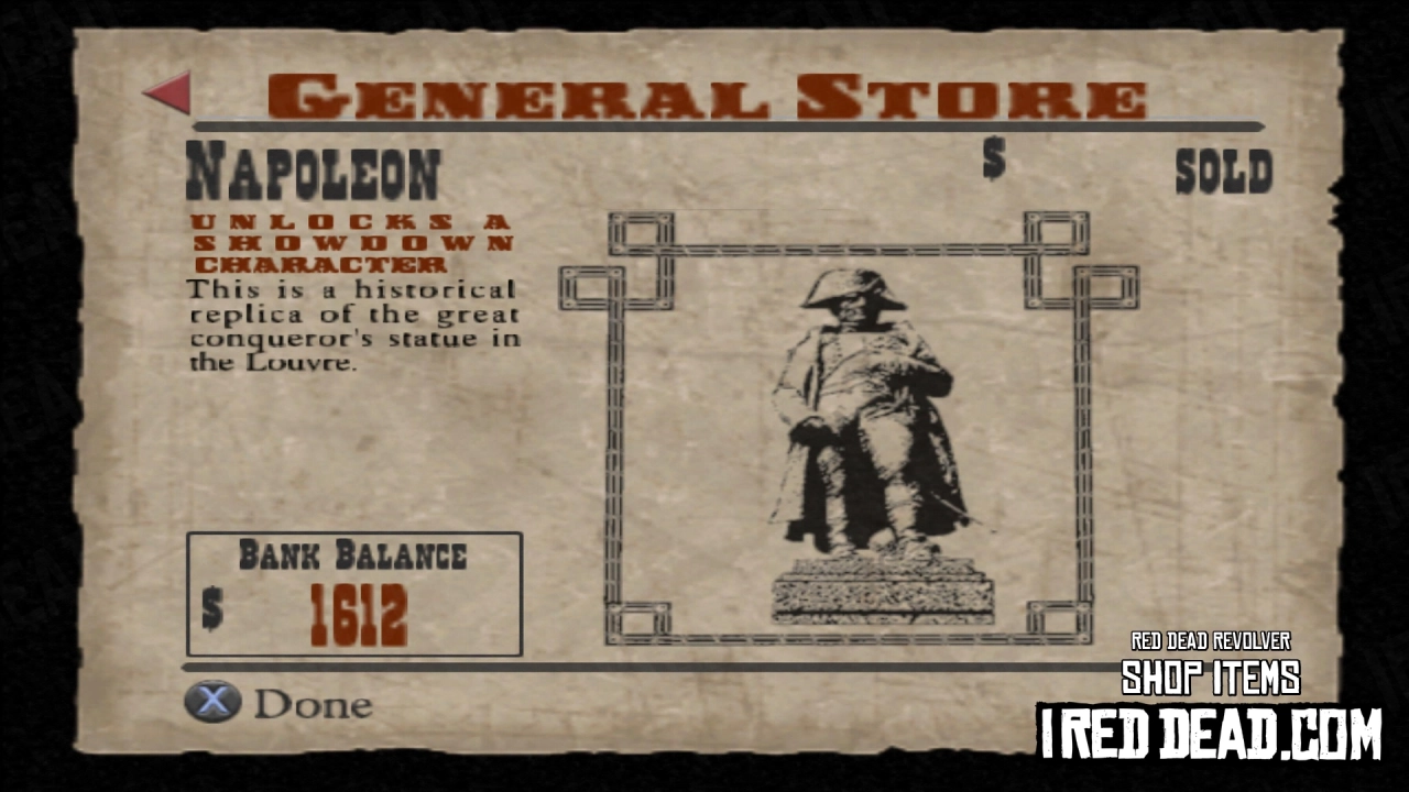 Red Dead Revolver Shop Item Napoleon