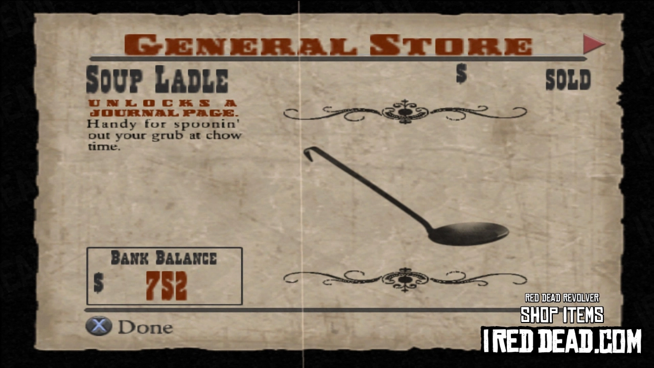 Red Dead Revolver Shop Item Soup Ladle