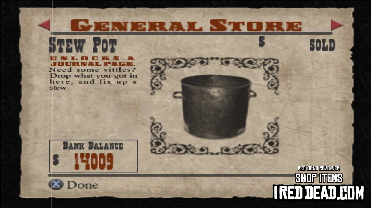 Red Dead Revolver Shop Item Stew Pot