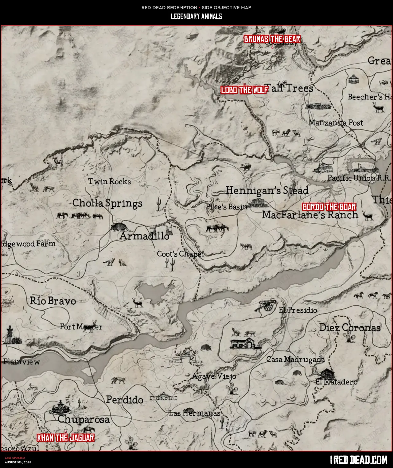 Red Dead Redemption Legendary Animals Map