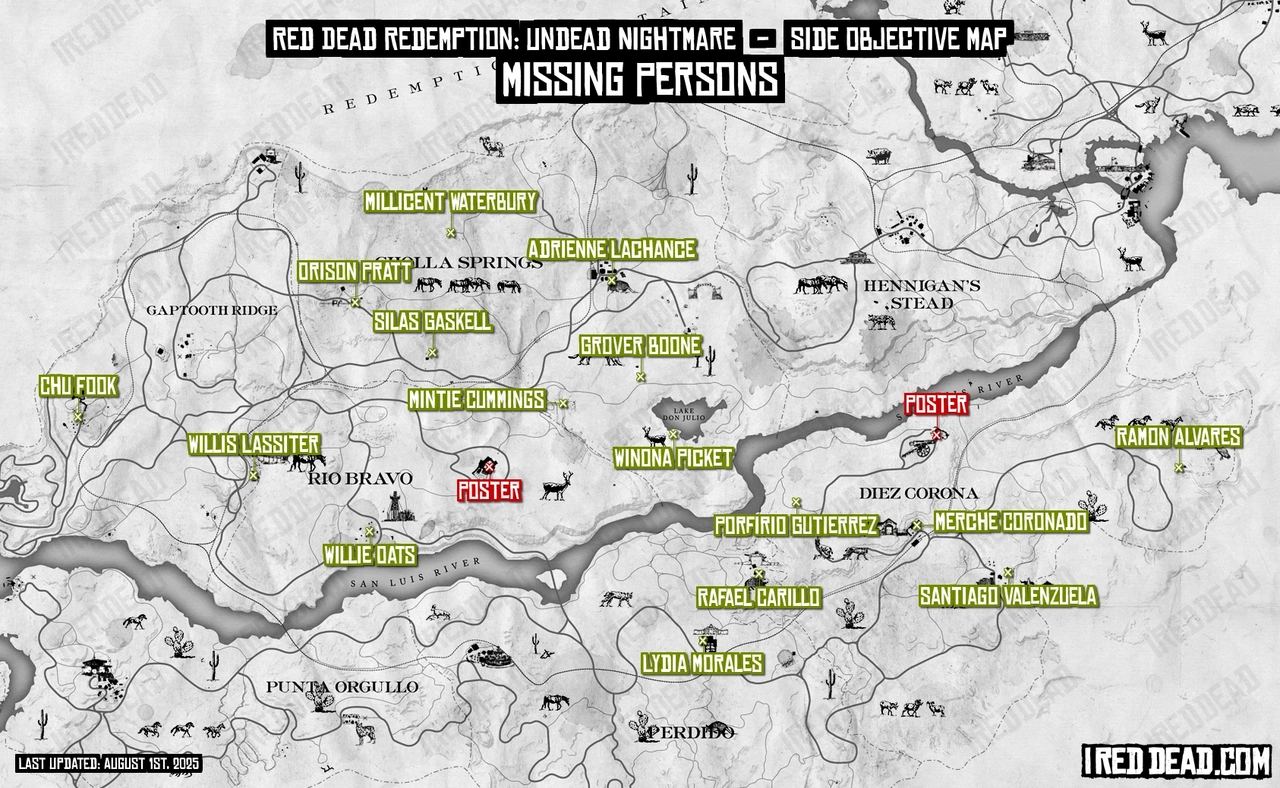 Undead Nightmare Missing Persons Map