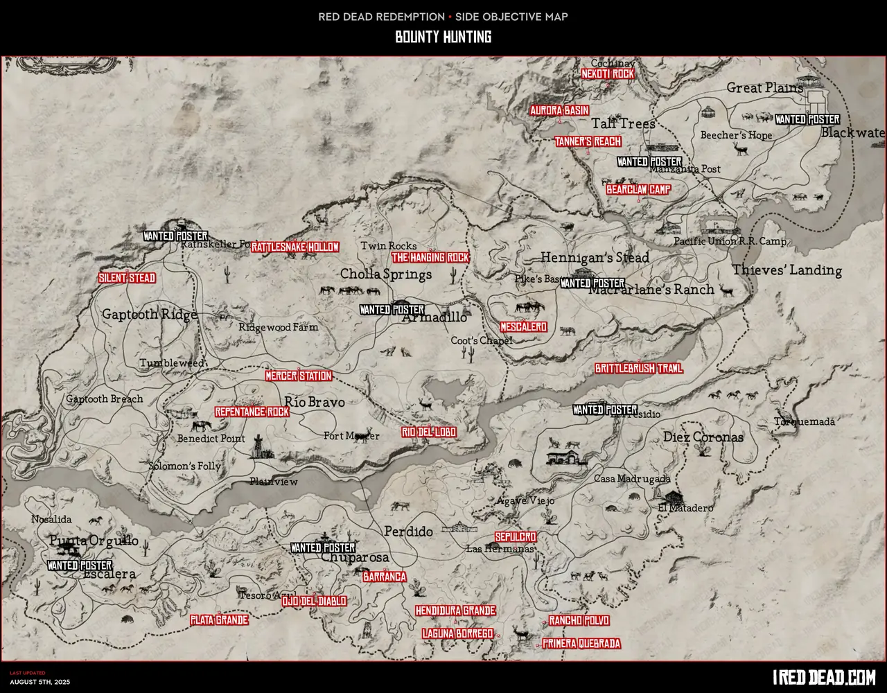 Red Dead Redemption Bounty Hunting Map