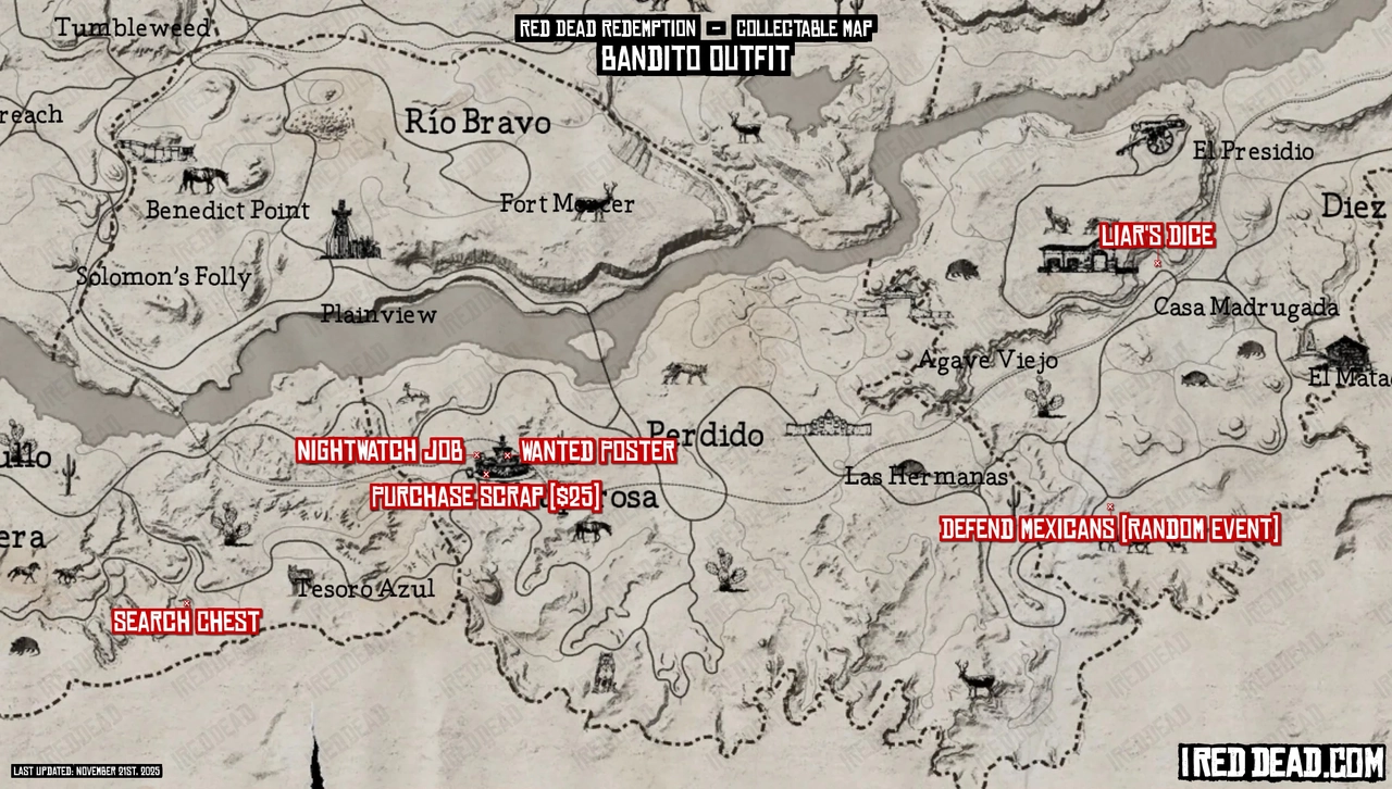 Red Dead Redemption Bandito Outfit Map