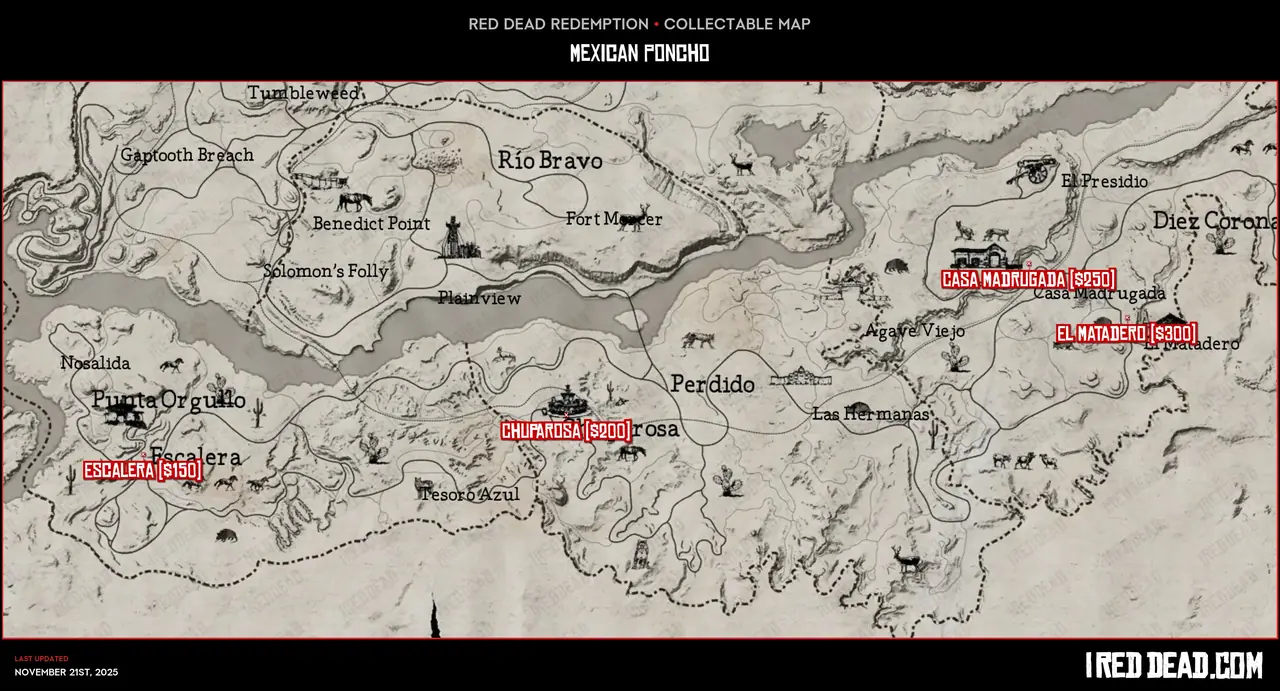 Red Dead Redemption Mexican Poncho Map