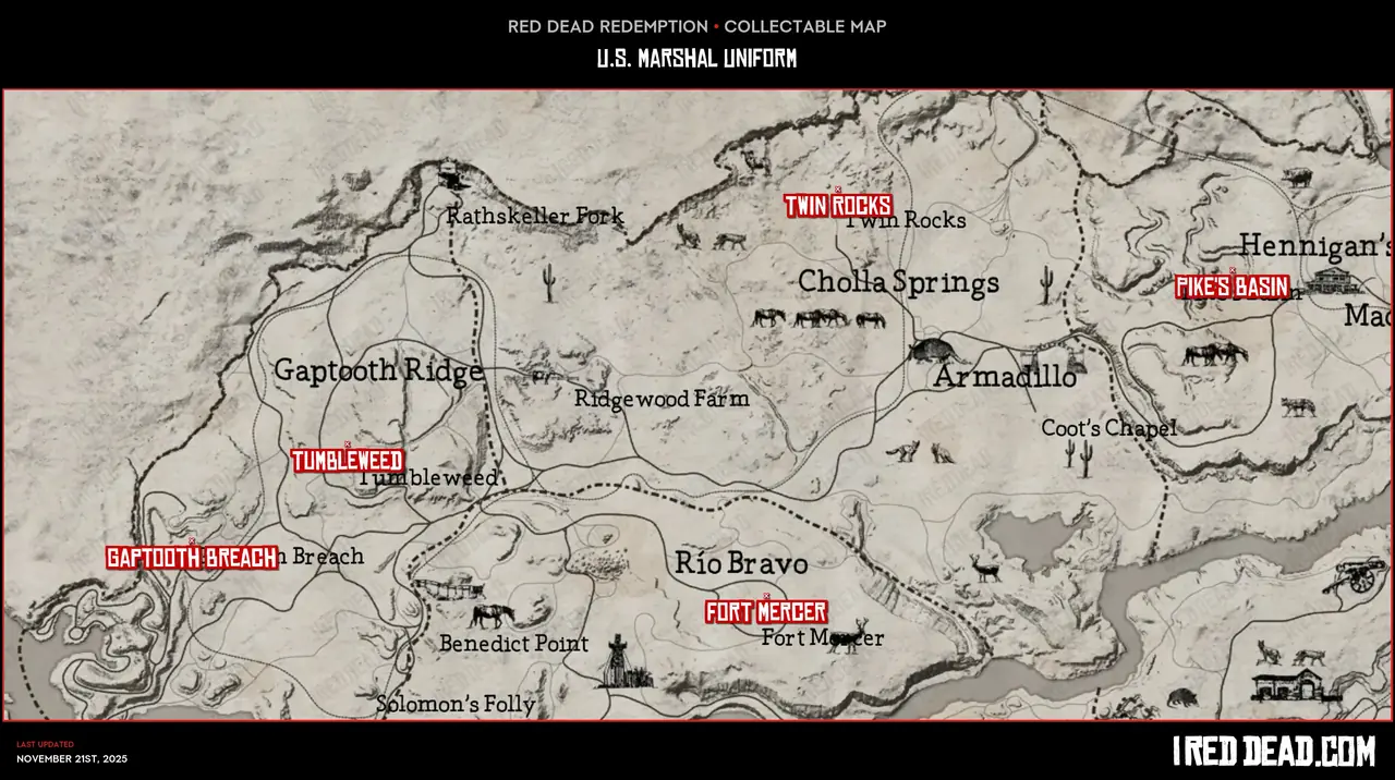 Red Dead Redemption U.S. Marshal Uniform Map