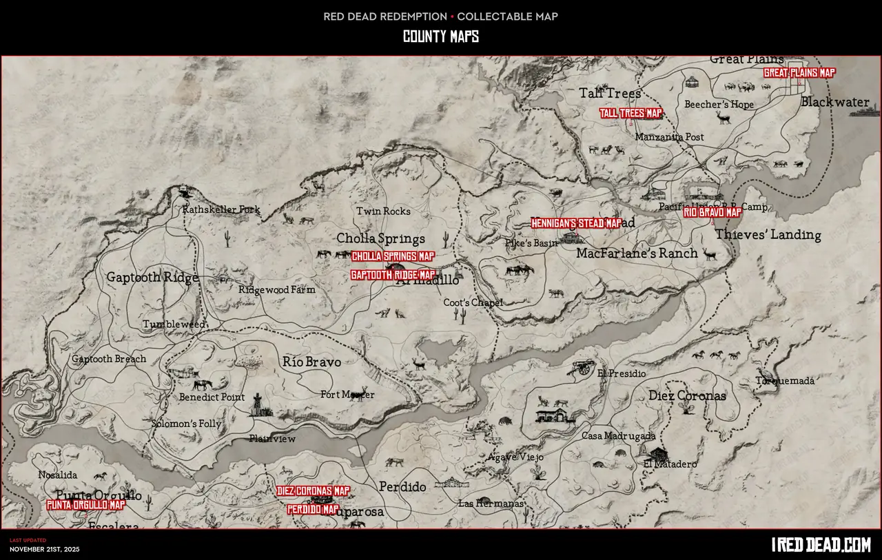 Red Dead Redemption County Maps Map