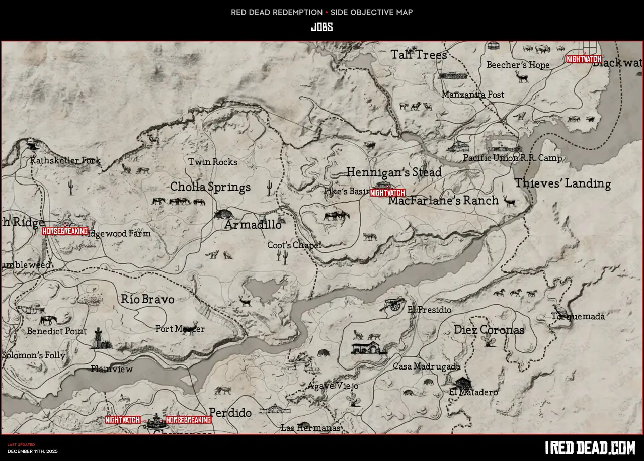 Red Dead Redemption Jobs Map