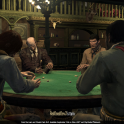 Players examine their hands in Liar's Dice