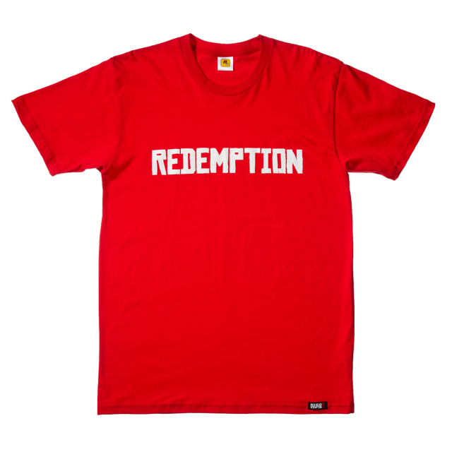 Redemption T-Shirt - White on Red