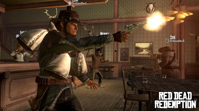 Saloon shootout with characters from RDRevolver