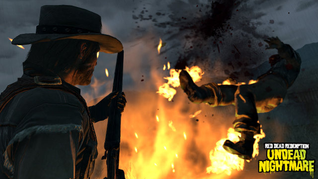 Marston dispenses justice on an approaching zombie